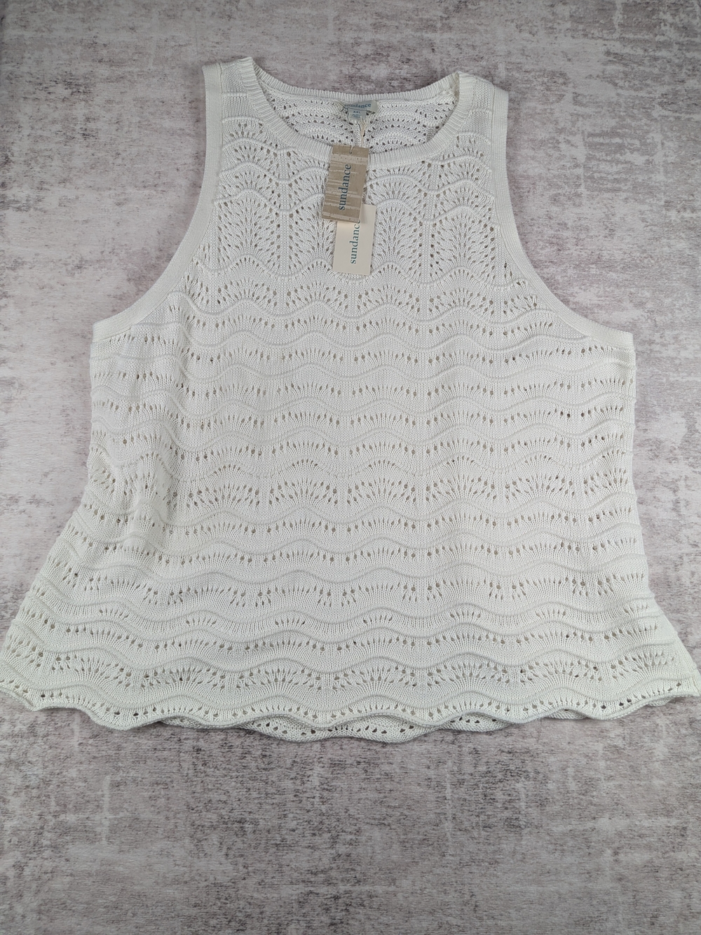 Sundance Cream Openwork Wave Tank Top NWT